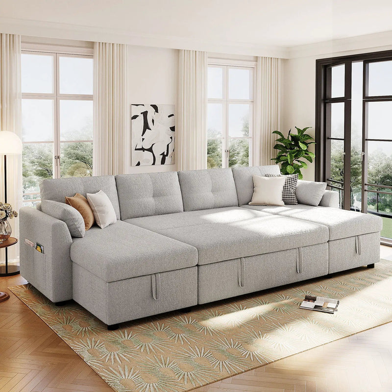 U-Shaped Sectional Sofa Bed With Storage And USB Ports by Unique Piece Furniture