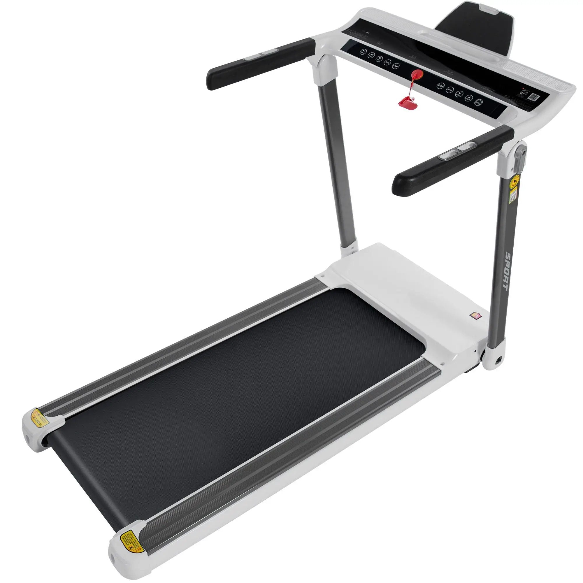 Portable Compact Treadmill, Electric Motorized 3.5Hp, 14Km / H, Medium Running Machine Motorised Gym 330Lbs, Foldable For Home Gym Fitness Workout Jogging Walking, Bluetooth Speaker App Fitime - White by HouseOfZazla