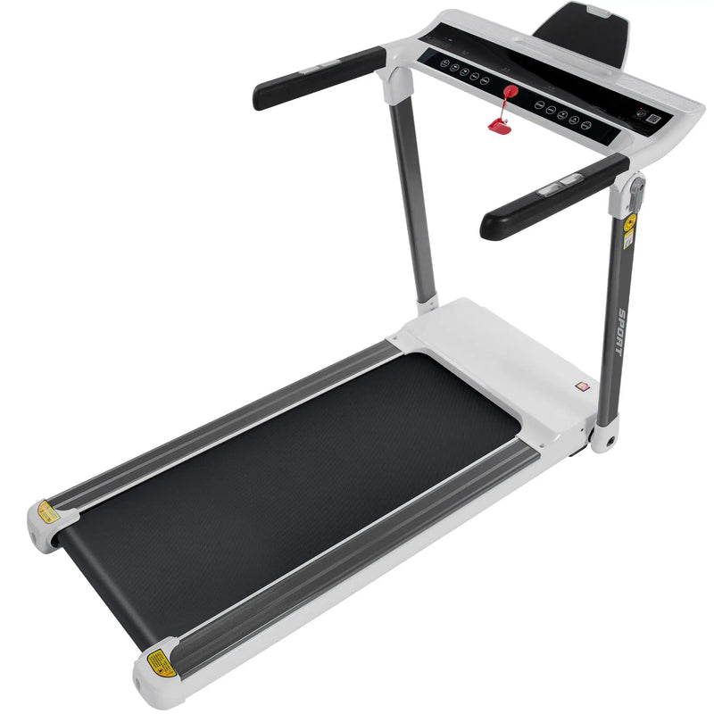 Portable Compact Treadmill, Electric Motorized 3.5Hp, 14Km / H, Medium Running Machine Motorised Gym 330Lbs, Foldable For Home Gym Fitness Workout Jogging Walking, Bluetooth Speaker App Fitime - White by HouseOfZazla