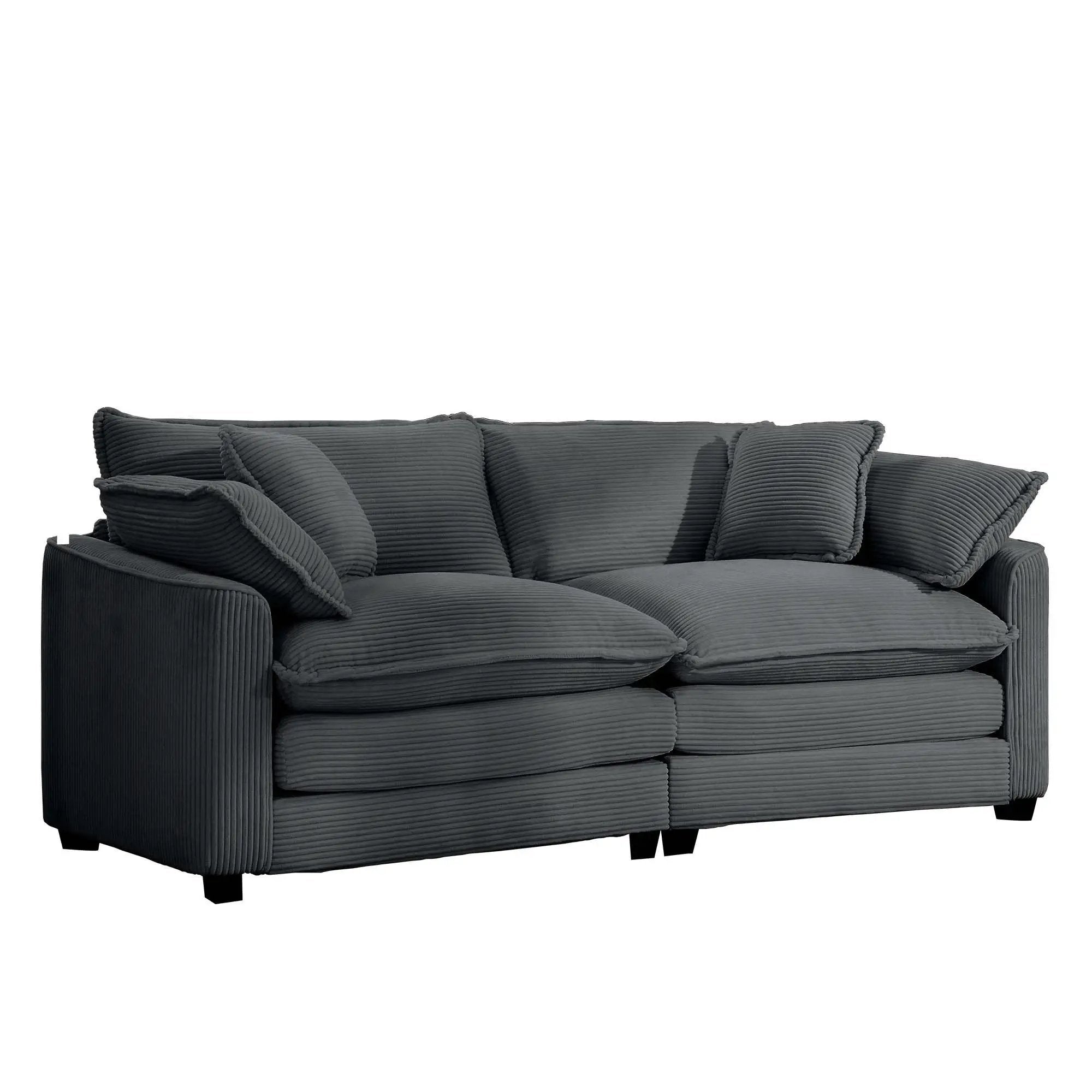 Modern 2 Seater With 4 Pillows, Upholstered Deep Seating Loveseat by HouseOfZazla