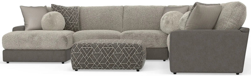 Canyon - 4 Piece Sectional With Cuddler Seat Cushions, Included Accent Pillows And Cocktail Ottoman (Left Side Facing Chaise) - Umber by Unique Piece Furniture