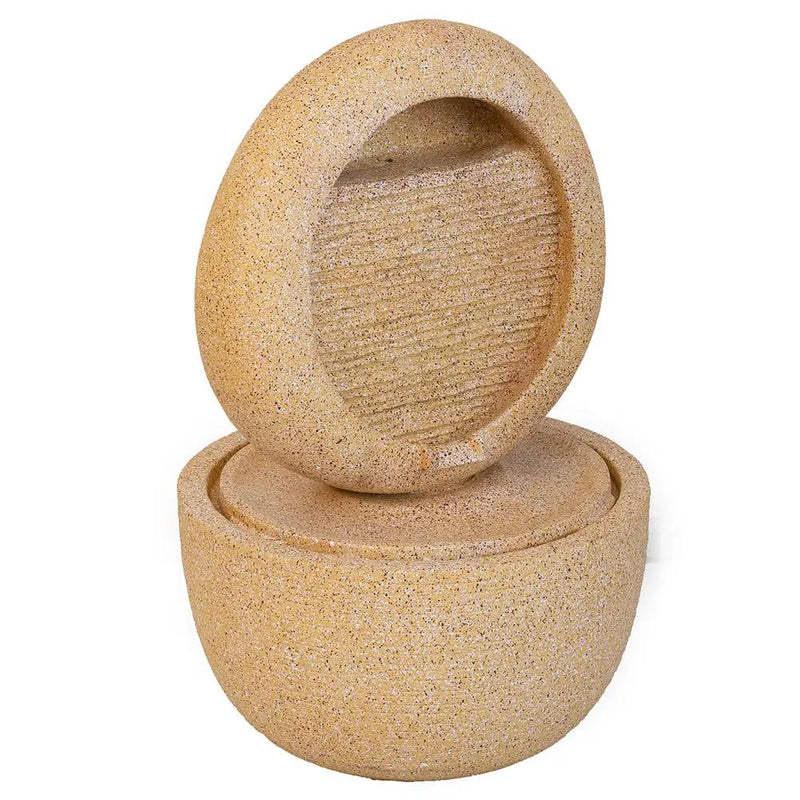 21.7x21.7x34.3 Inch Cement Round Water Fountain with Light and Pump by HouseOfZazla