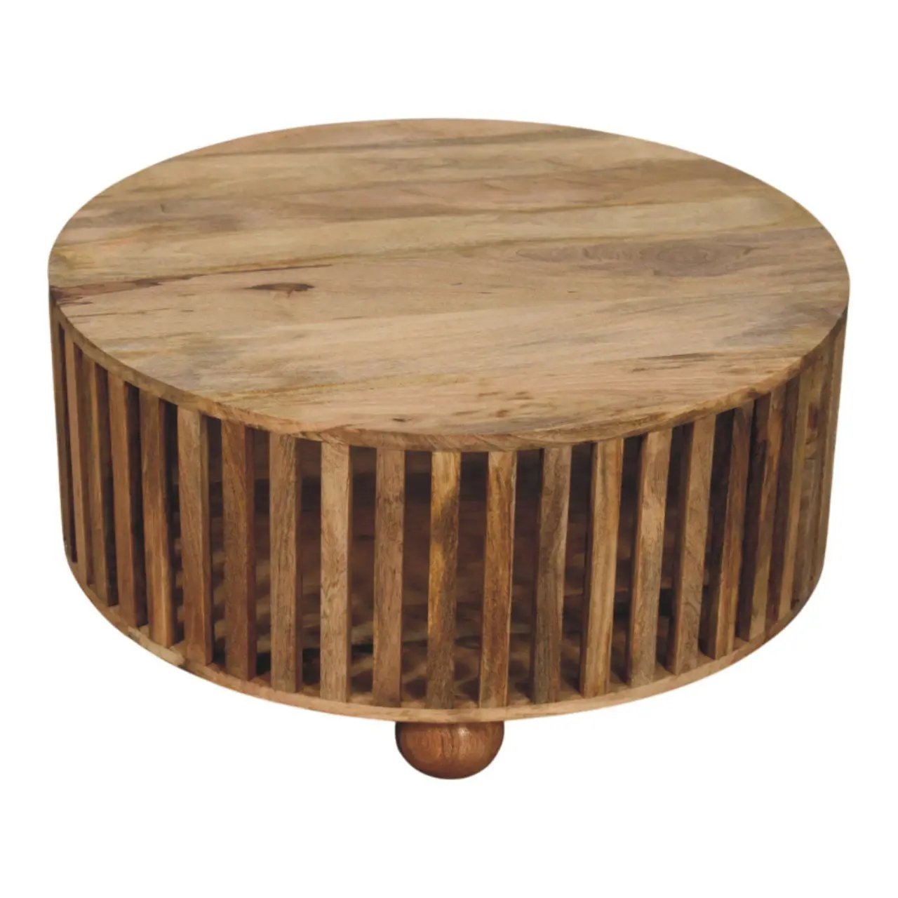 Slatted Round Coffee Table - Beige by Unique Piece Furniture