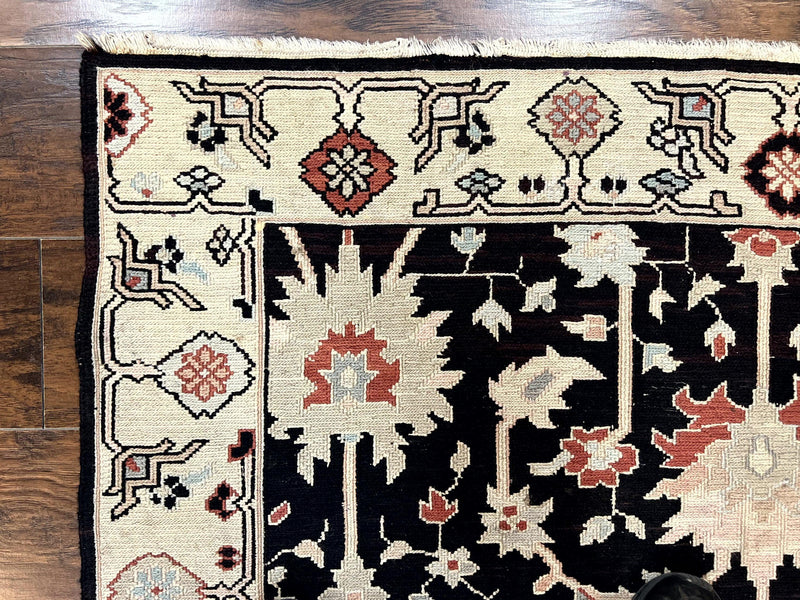 Turkish Flatweave Kilim Rug 3x5, Black, Handmade Vintage Wool Carpet by Jewel Rugs