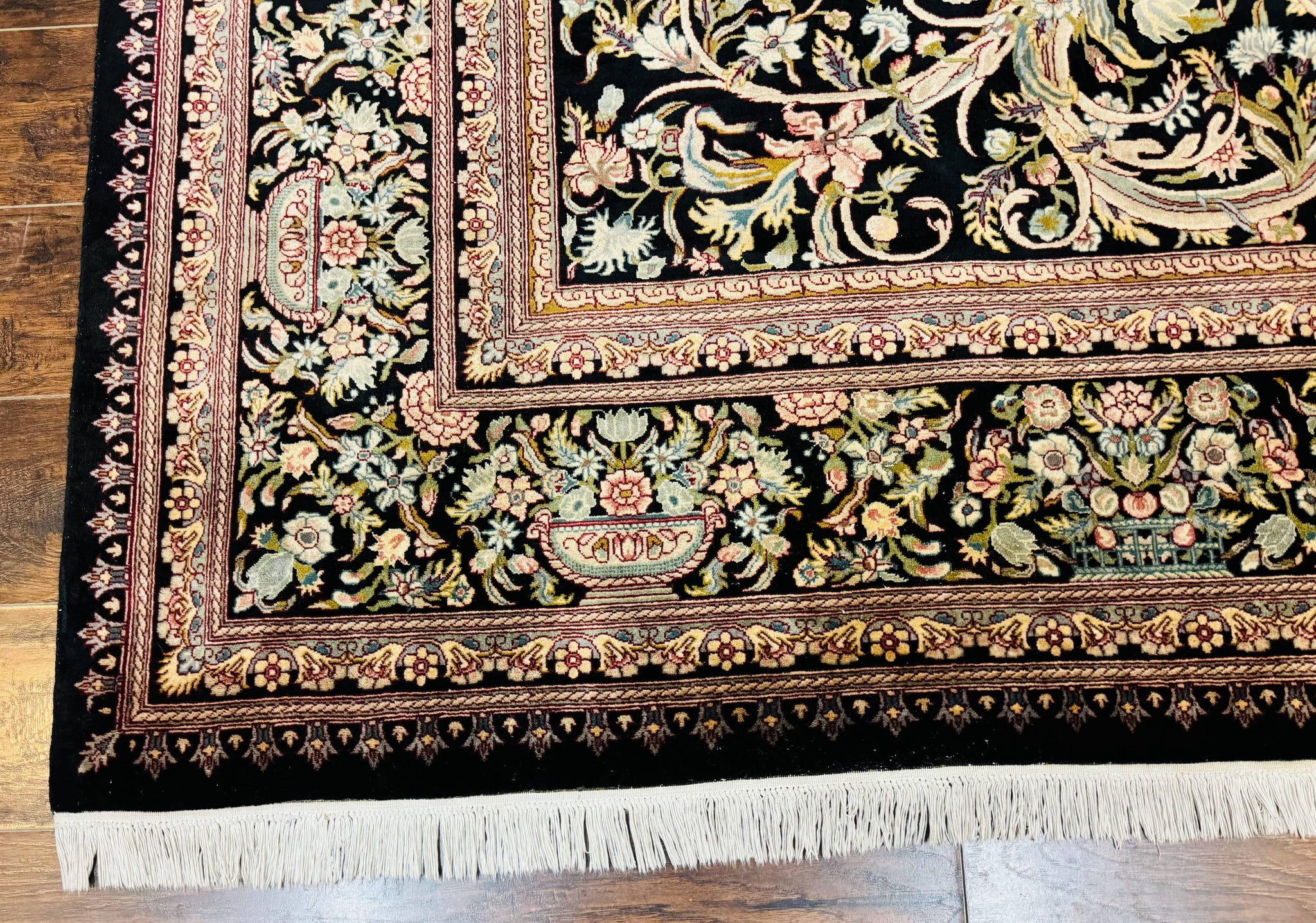 Pak Persian Rug 9x12, Highly Detailed Fine 260 KPSI, Floral, Handmade Traditional Carpet, Black by Jewel Rugs