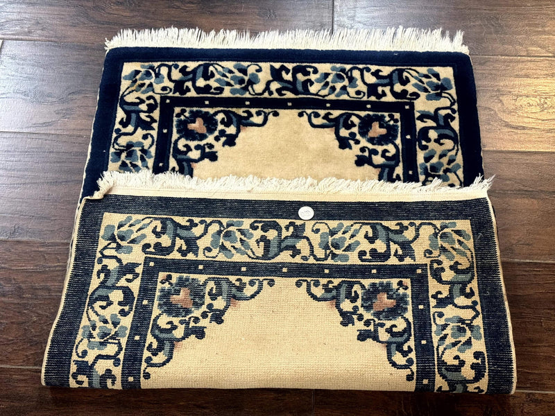 Chinese Peking Rug 2x3, Small Wool Chinese Carpet, Art Deco Rug by Jewel Rugs