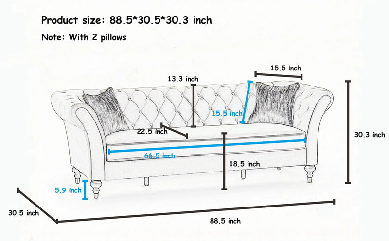 88.5" Chesterfield Sofa by HouseOfZazla