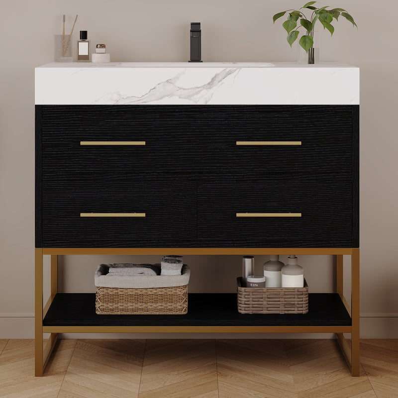 36" Artificial Stone Bathroom Vanity with Ceramic Sink by HouseOfZazla