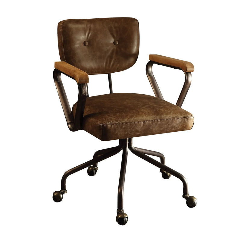 Hallie Vintage Whiskey Top Grain Leather Office Chair by HouseOfZazla