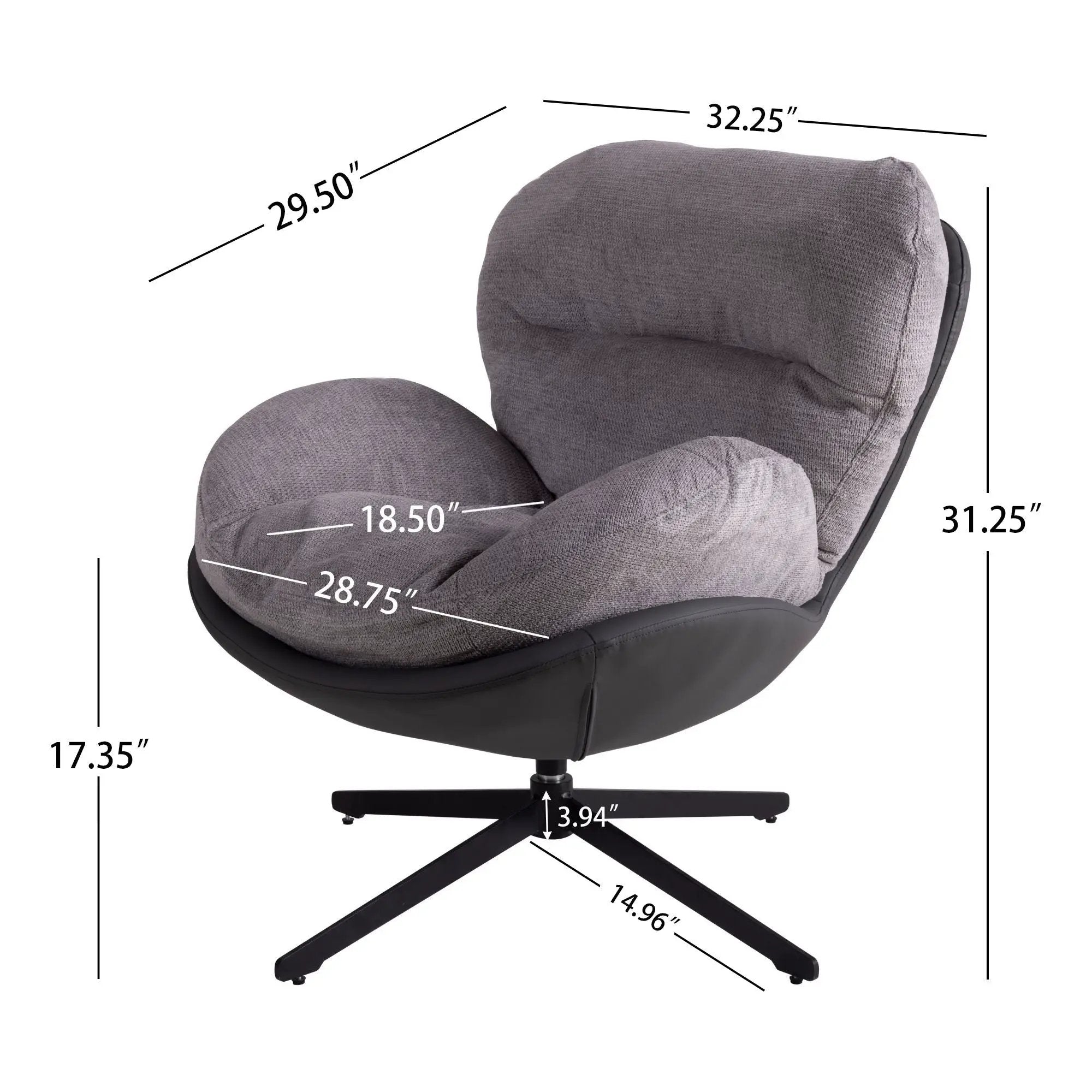 360° Swivel Office Chair, No Wheels by HouseOfZazla