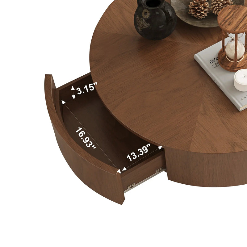 35.43 Inch Drum Shaped Round Coffee Table by HouseOfZazla