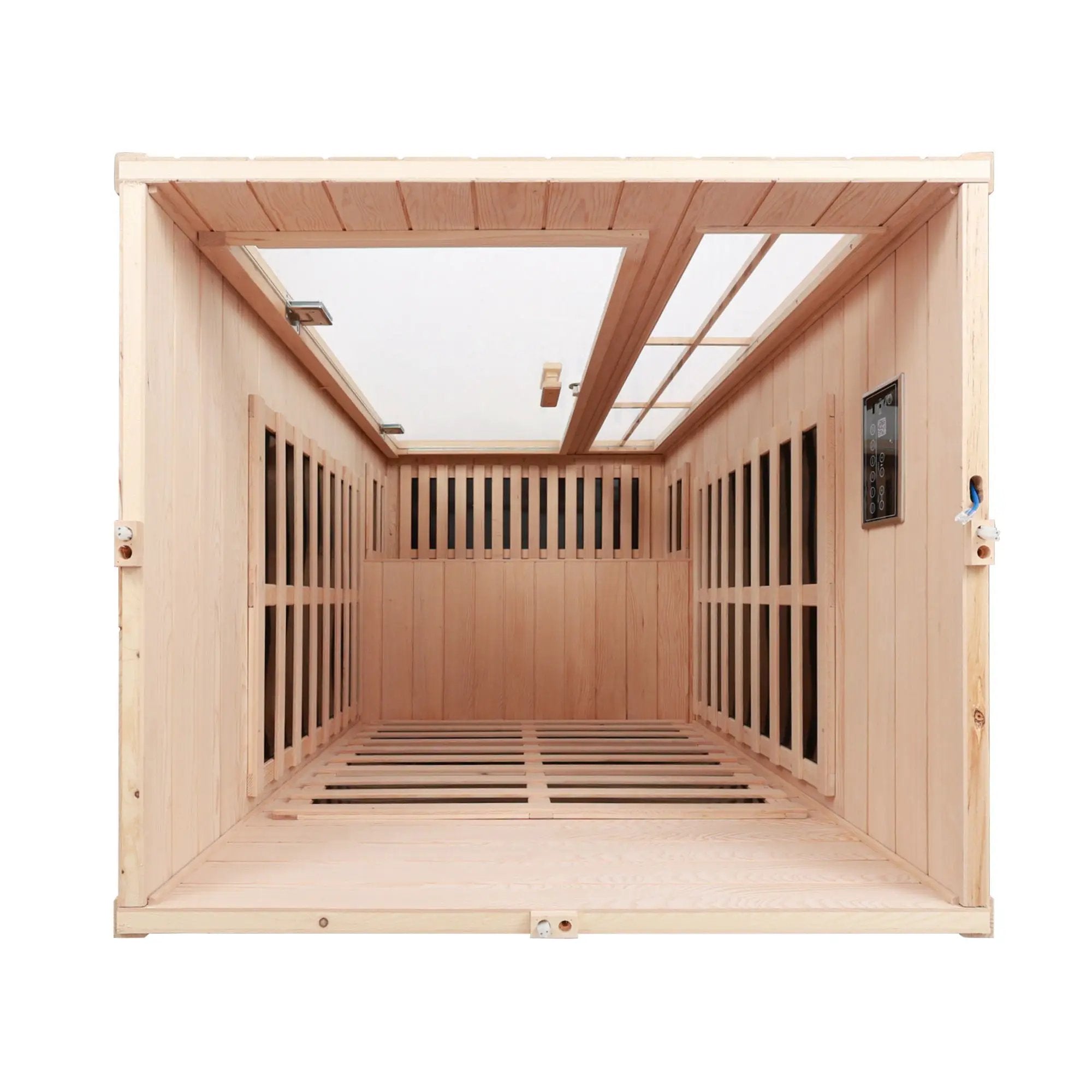 Deluxe Version Plus 1 Person Far Infrared Hemlock Sauna Room With LED Colour Lights - Natural by HouseOfZazla