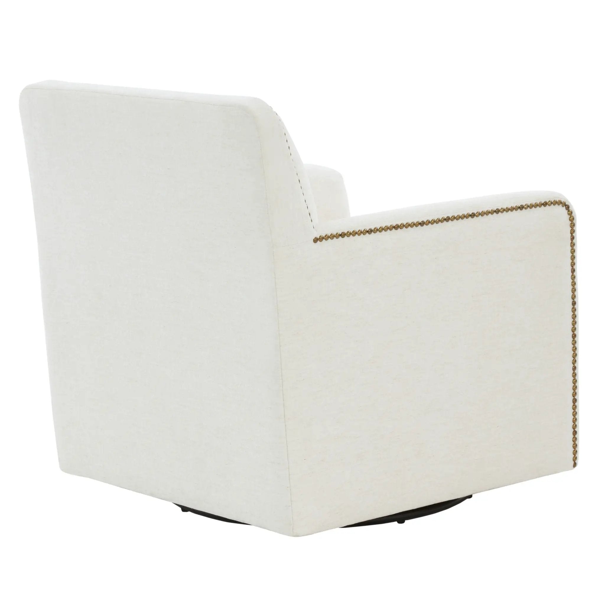Tolland - Swivel Accent Chair With Antique Brass Nailhead Trim - Cream by HouseOfZazla