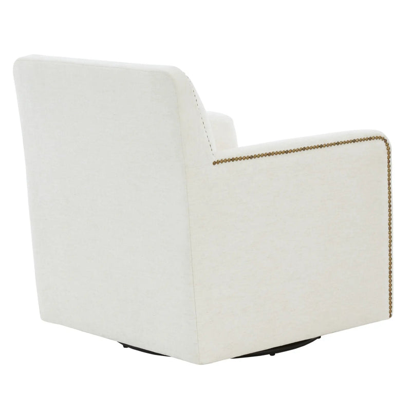 Tolland - Swivel Accent Chair With Antique Brass Nailhead Trim - Cream by HouseOfZazla