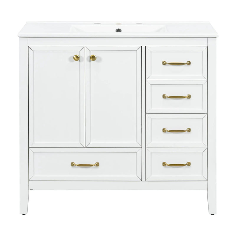 Elegant Vintage Bathroom Vanity With Sink and Soft Closing Drawers by HouseOfZazla