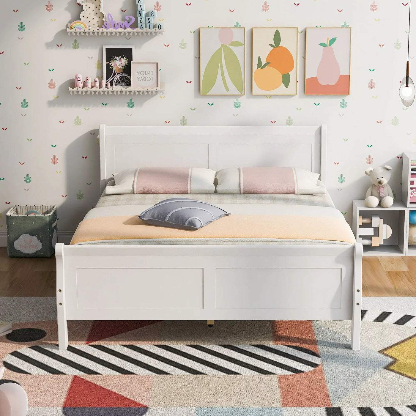 Platform Bed Frame Mattress Foundation Sleigh Bed With Headboard / Footboard / Wood Slat Suppor by Unique Piece Furniture