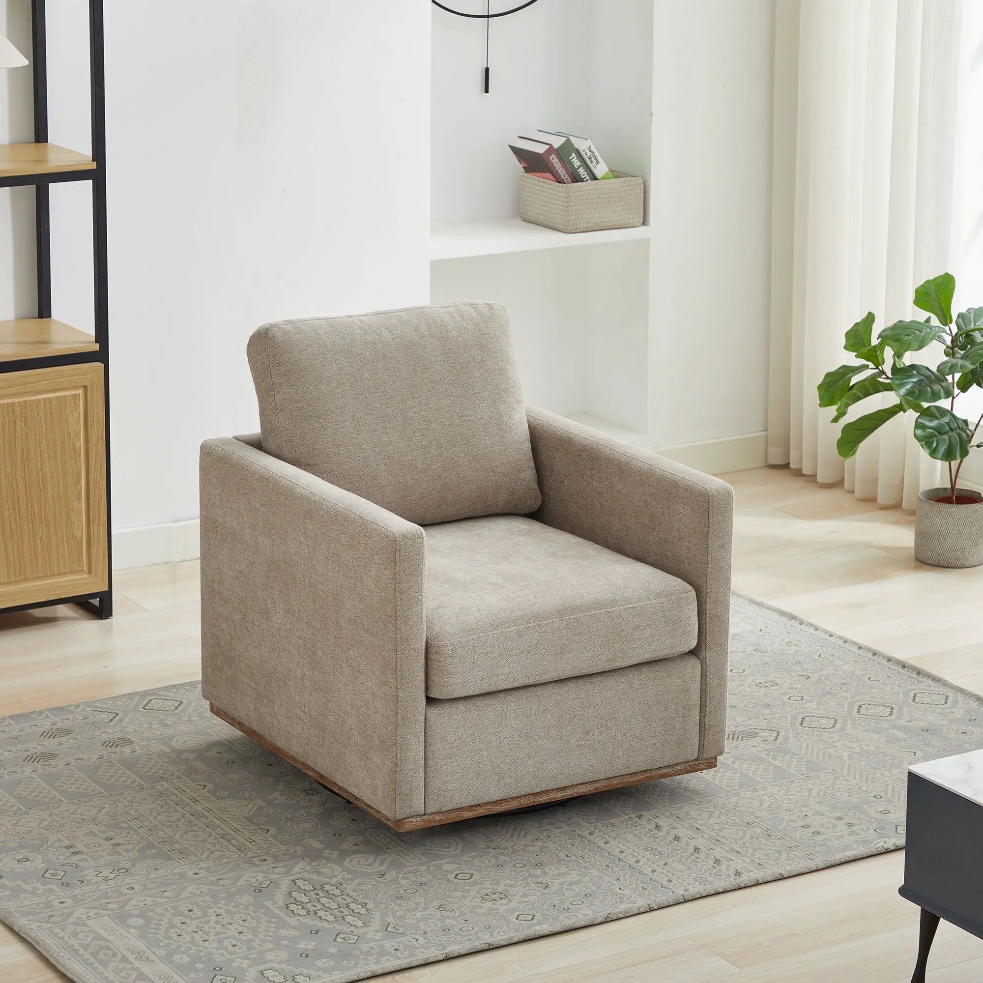 Modern Square Upholstered Swivel Accent Chair with Metal Base by HouseOfZazla