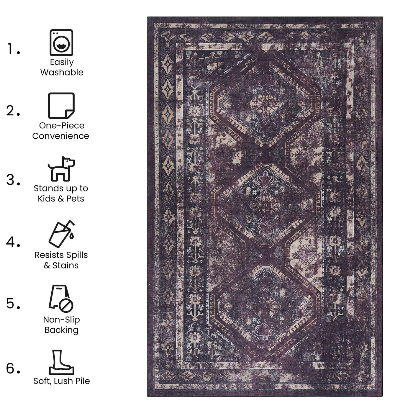 Maval - Trendy Washable Area Rug by Unique Piece Furniture
