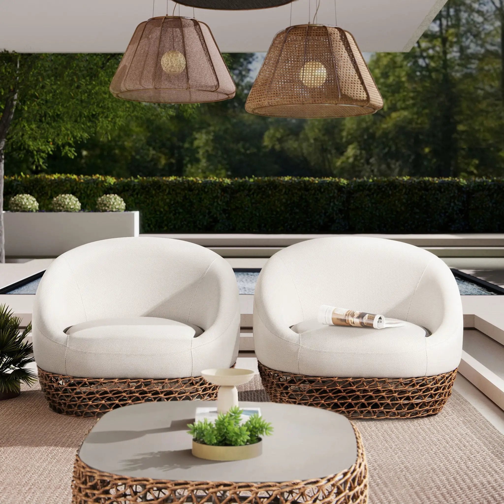 Willow - Upholstered Patio Deep Seating Armchair, Wicker Frame by Unique Piece Furniture