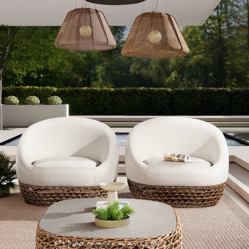 Willow - Upholstered Patio Deep Seating Armchair, Wicker Frame by HouseOfZazla