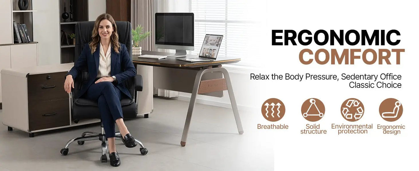 Executive Office Chair - High Back PU Leather Ergonomic Design by HouseOfZazla