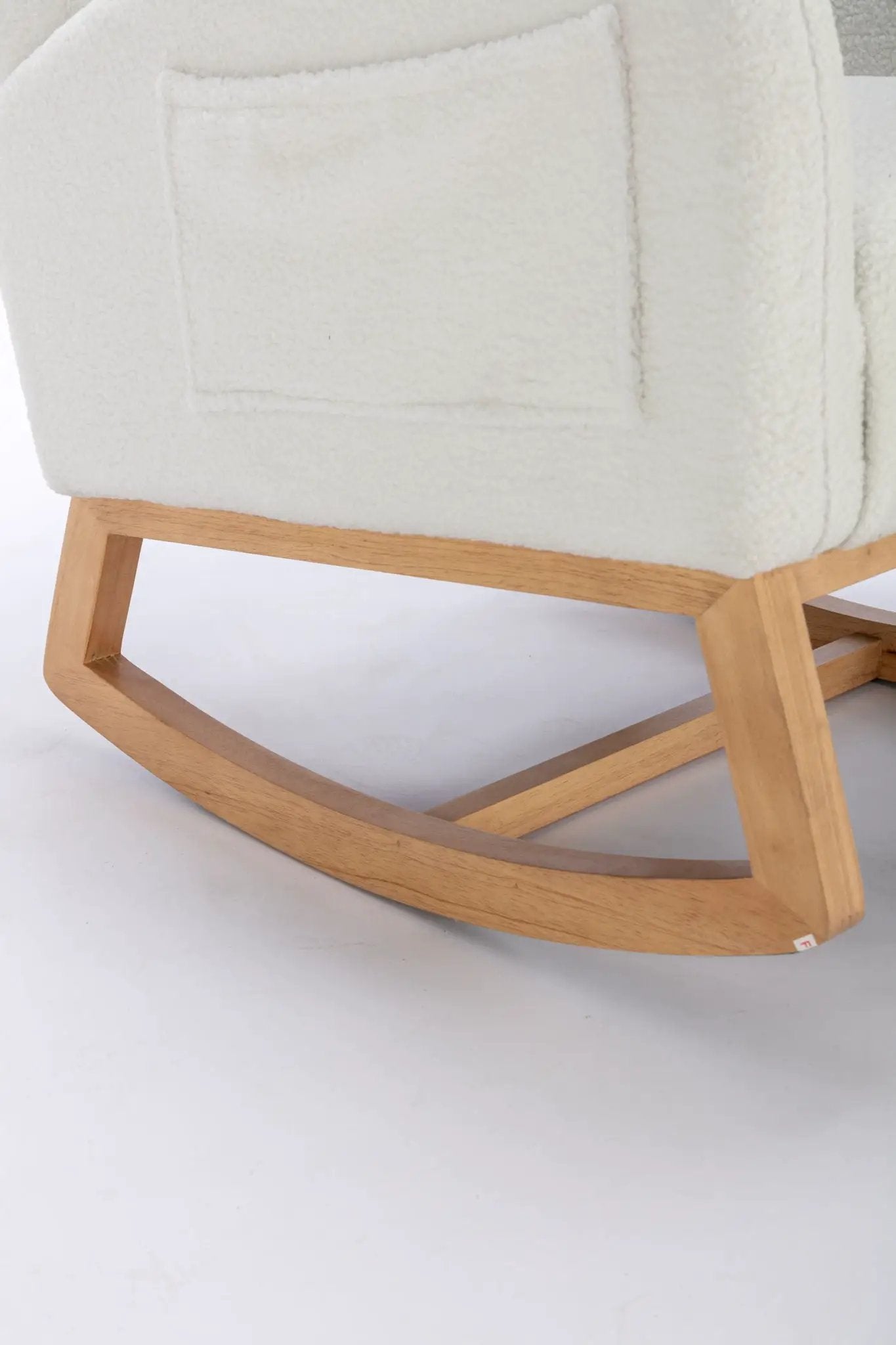 Teddy Fabric Rocking Chair With Packet Wood Legs - Ivory by Unique Piece Furniture