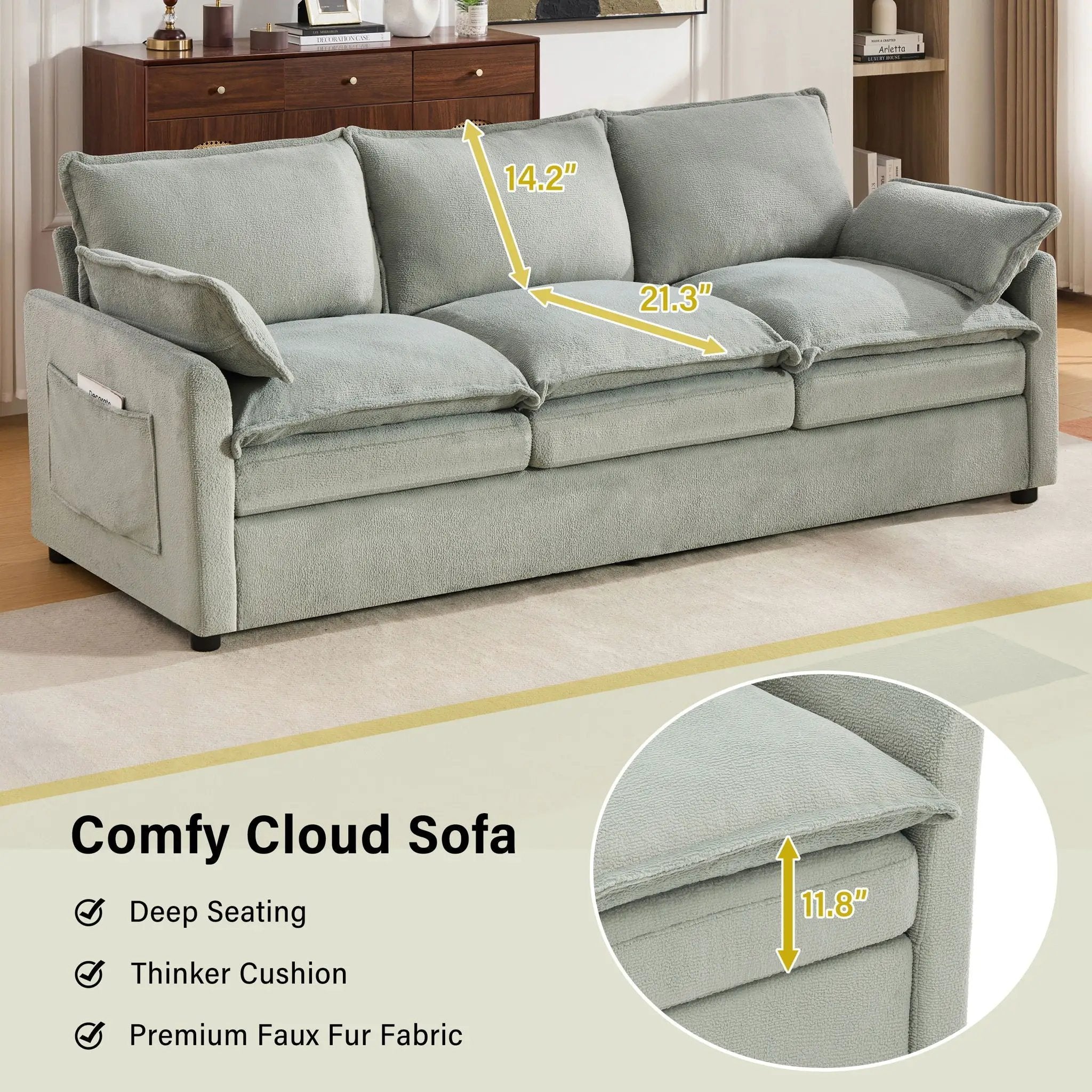 Modern Sofa Set With Double Layer Cushion And Side Storage Pockets by HouseOfZazla