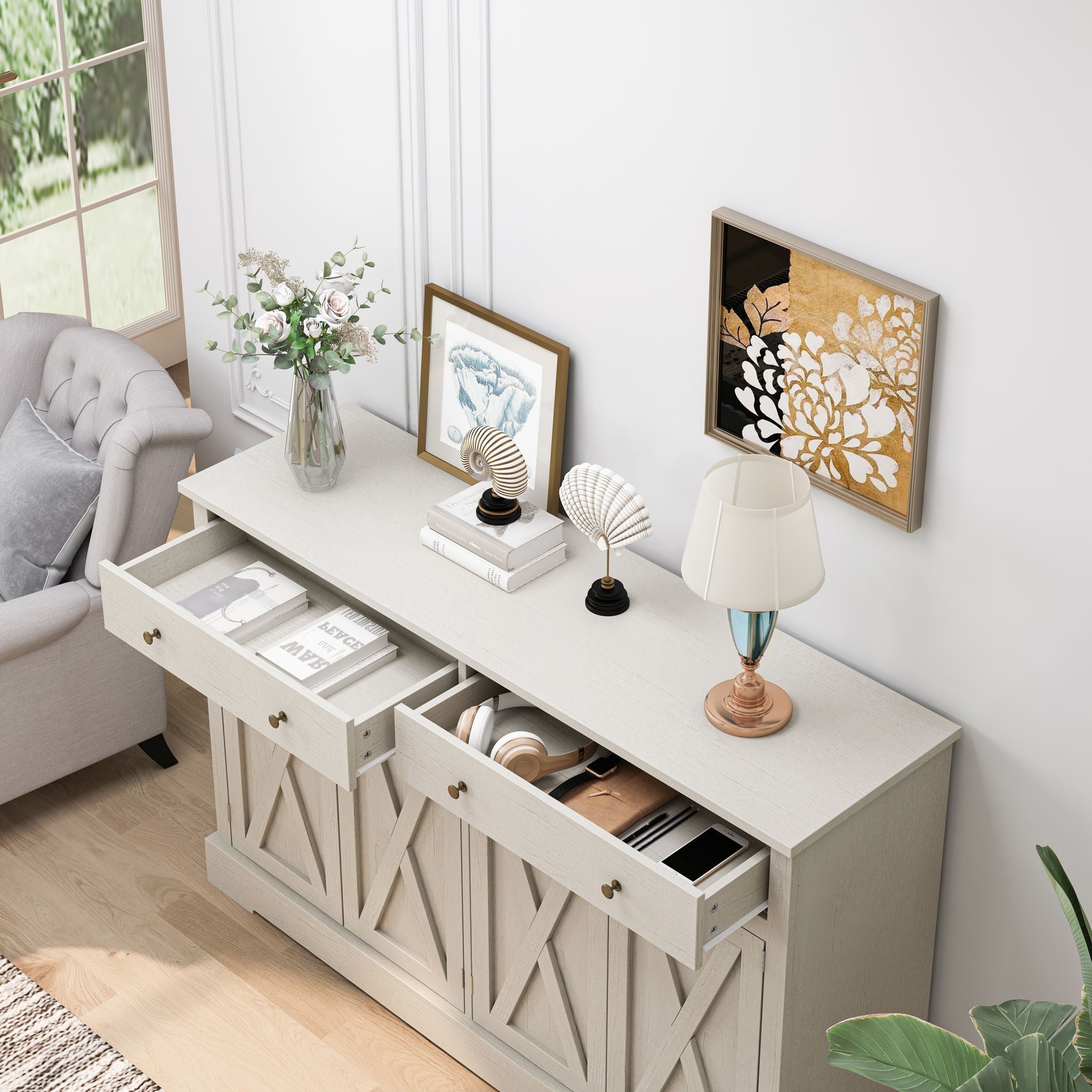 Vintage Sideboard With 2 Drawers And Four Doors For Living Room by HouseOfZazla