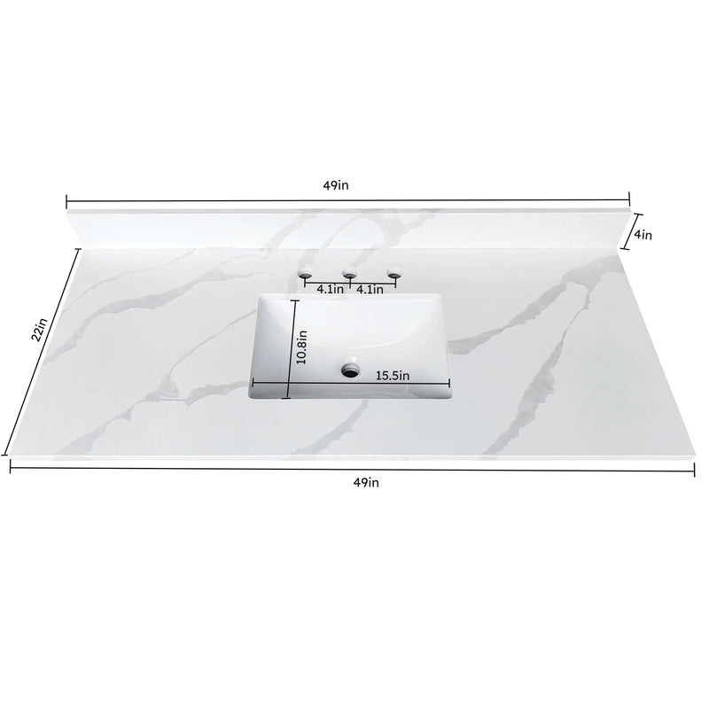 49-Inch Quartz Bathroom Vanity Top by HouseOfZazla