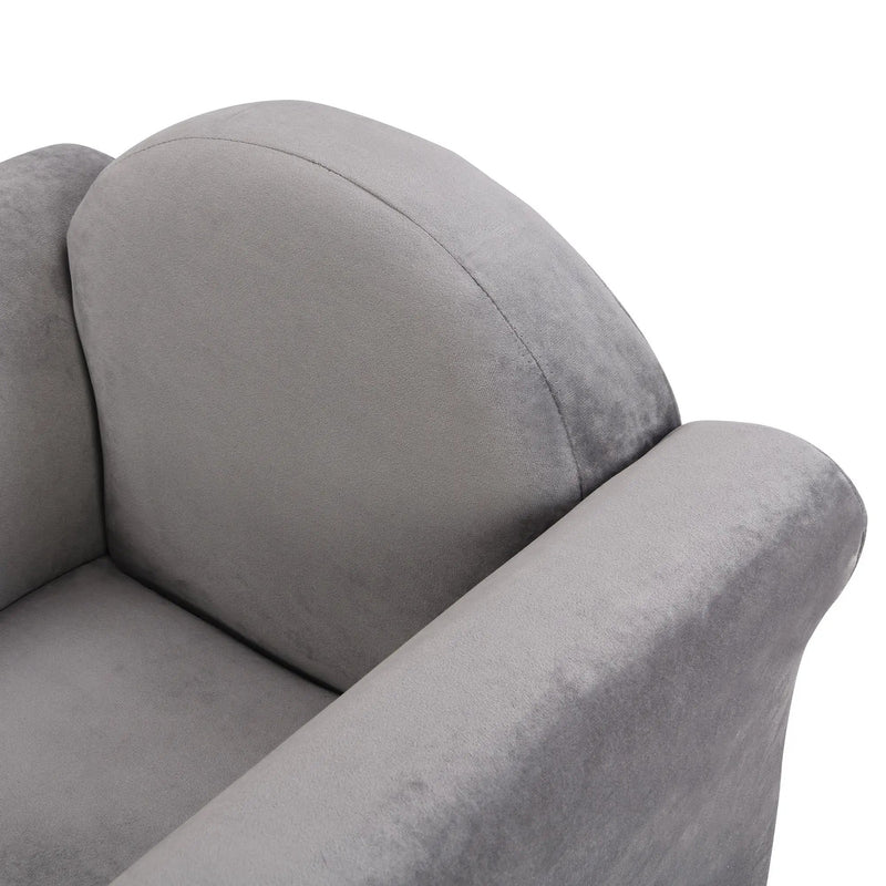 Kids Velvet Upholstered Chair With Ottoman For Comfortable Seating - Gray by HouseOfZazla