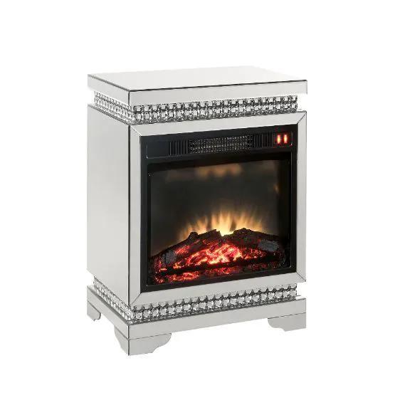 Lotus - Fireplace - Mirrored & Faux Ice Cube Crystals by Unique Piece Furniture