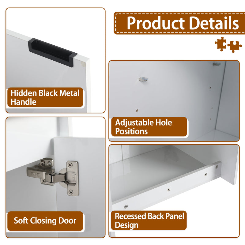 60" Bathroom Vanity With Resin Sink, Soft Close Doors and 1-Side Cabinet by HouseOfZazla