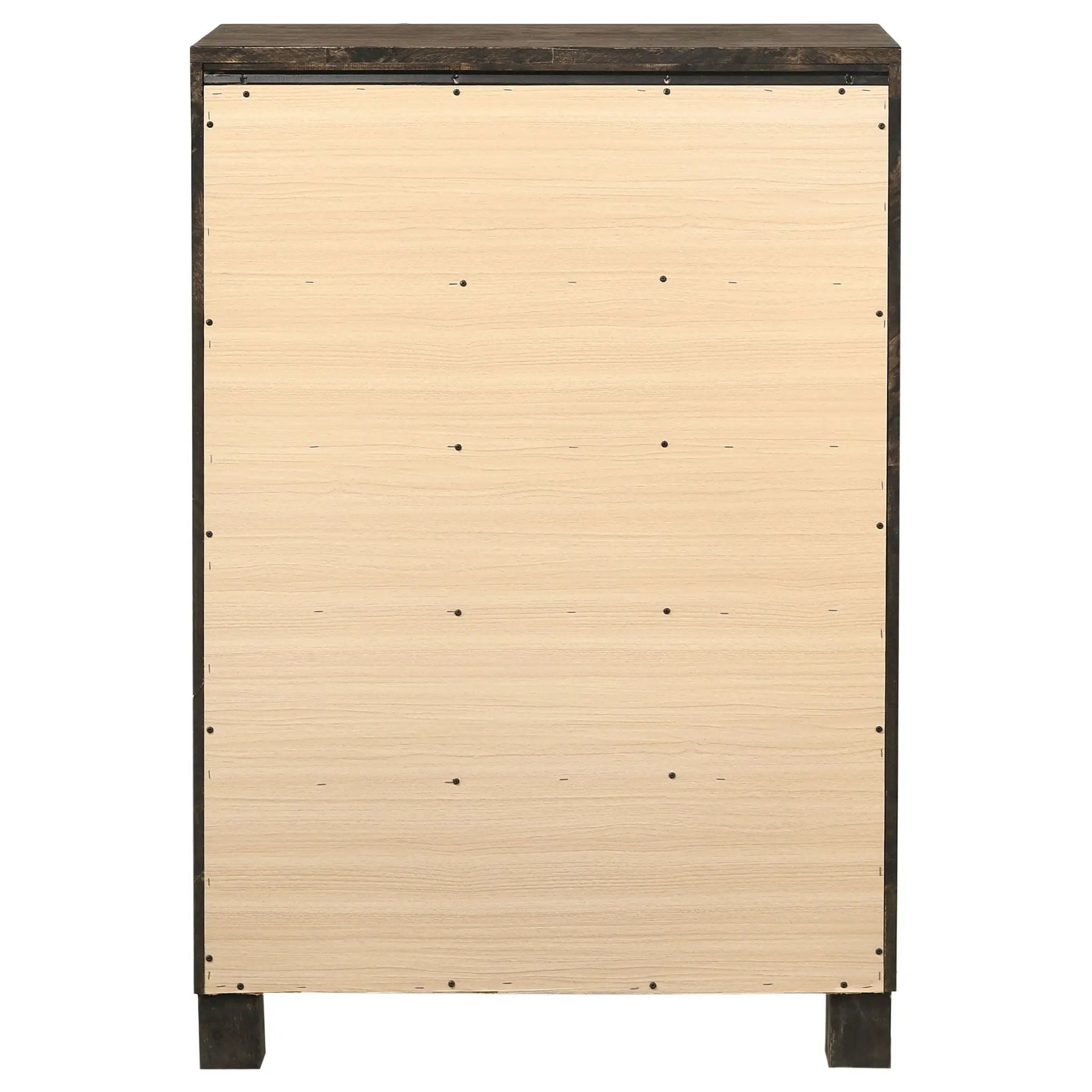 Bren - 5 Drawer Chest With Handles And Block Legs - Rustic