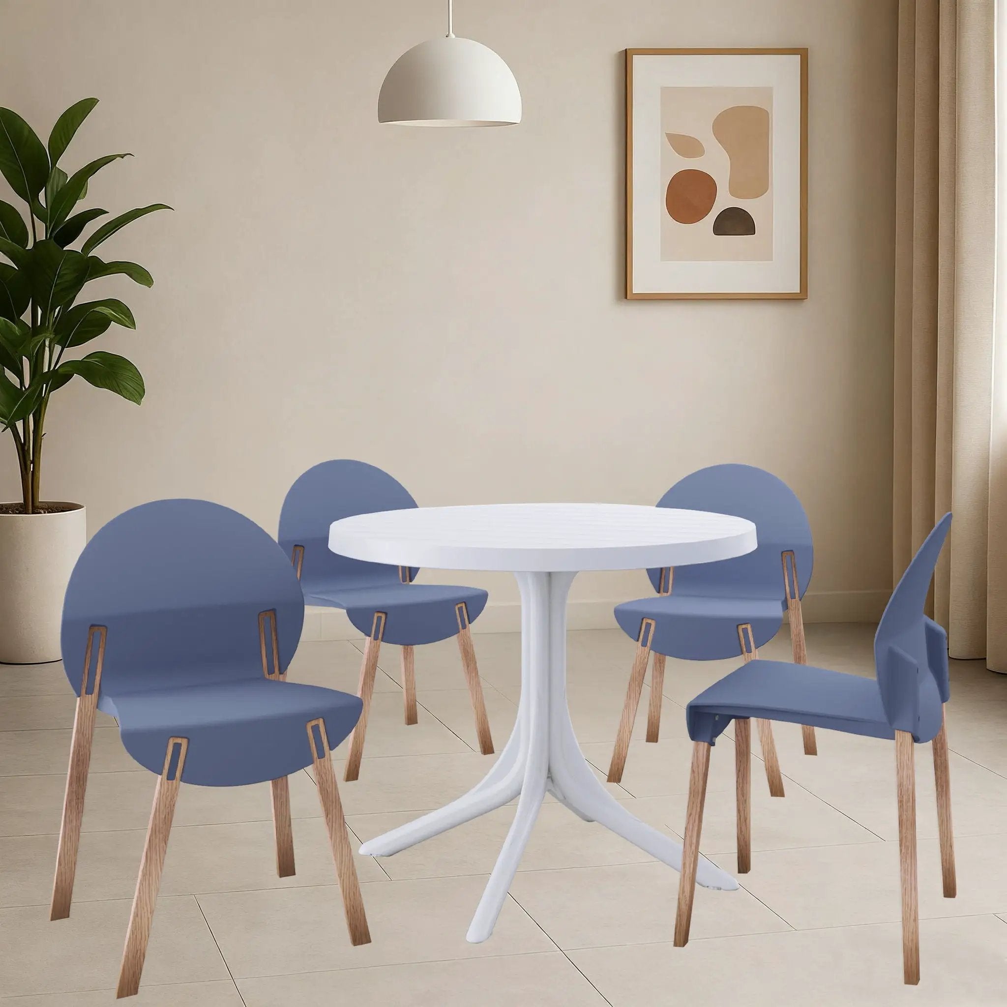 4 Piece Set Of Single Chairs, Traditional Elements With Round Table by Unique Piece Furniture