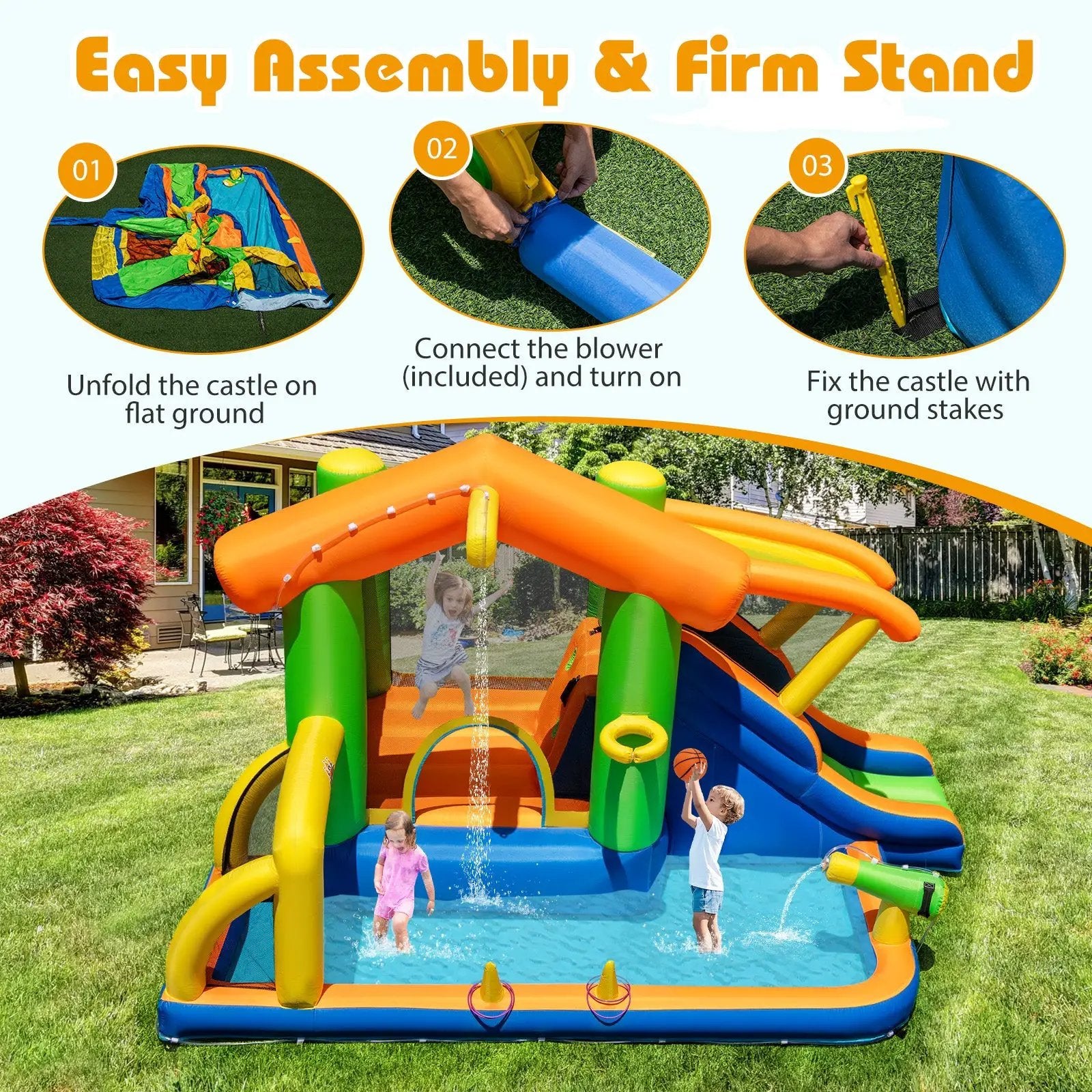 8-in-1 Inflatable Bounce House Water Park without Blower by DirectDeals