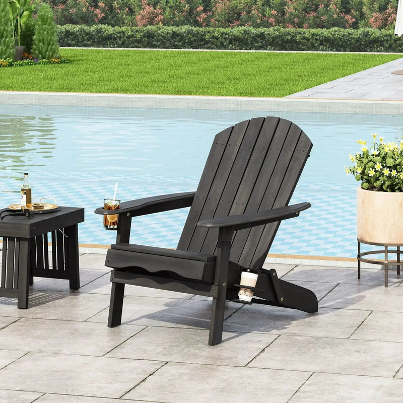 Zenithia Outdoor Foldable Adirondack Chair With 2 Cup Holders by HouseOfZazla