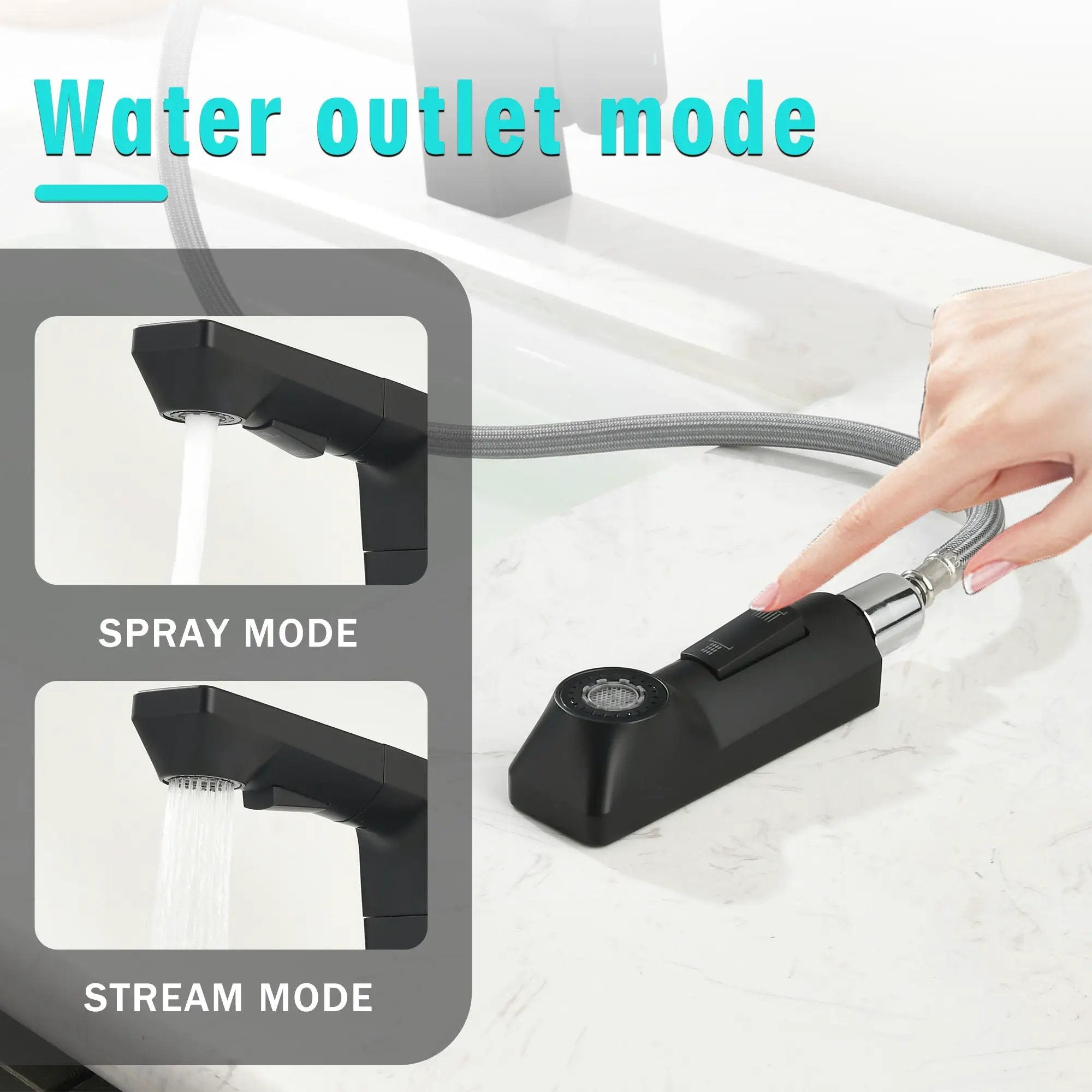 Modern Smart LED Bathroom Faucet With Temperature Digital Display And Pull Down Sprayer by HouseOfZazla