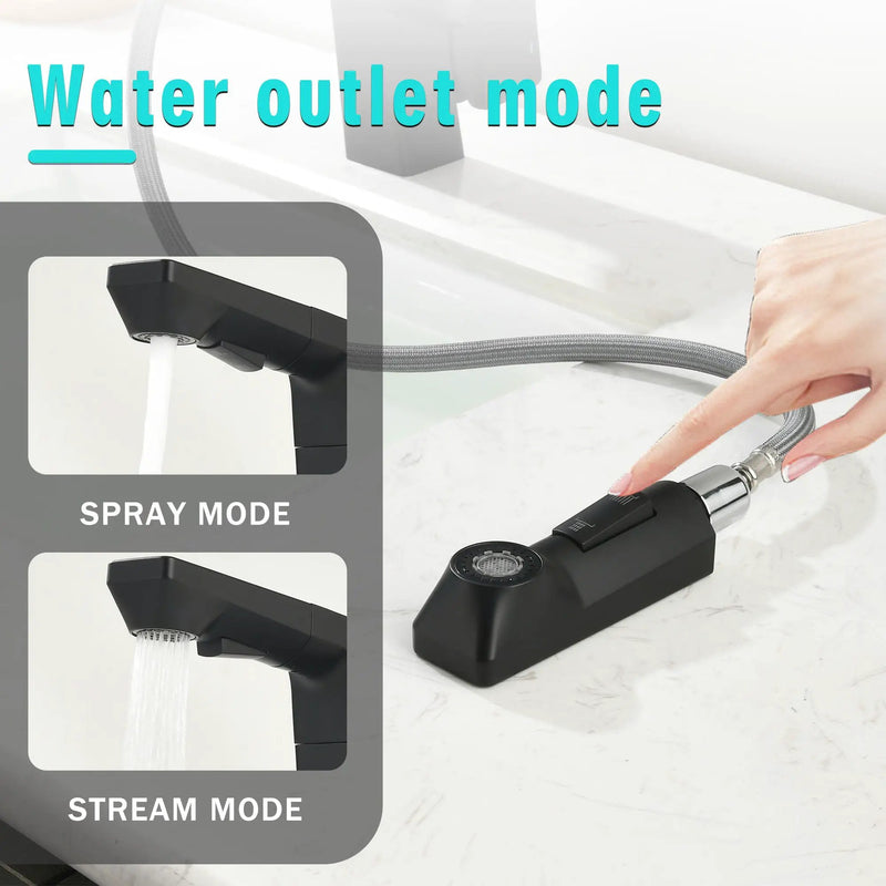 Modern Smart LED Bathroom Faucet With Temperature Digital Display And Pull Down Sprayer by HouseOfZazla