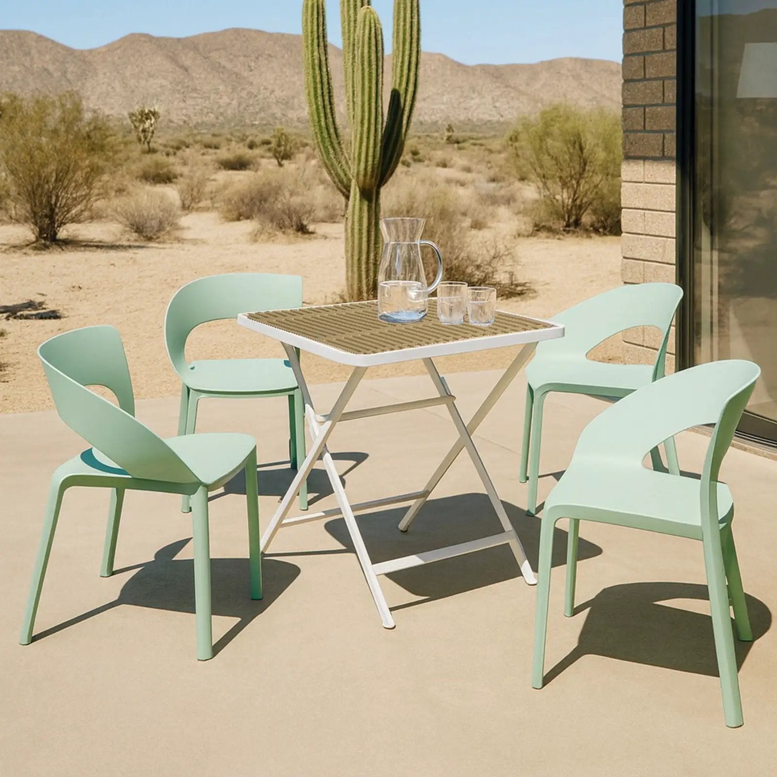 4 Piece Set Of Modern Designed Single Chairs With Folding Square Table by Unique Piece Furniture