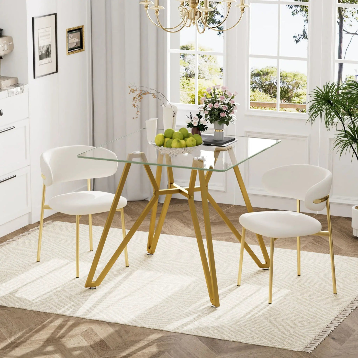 Modern Glass Dining Table With Metal Legs by HouseOfZazla
