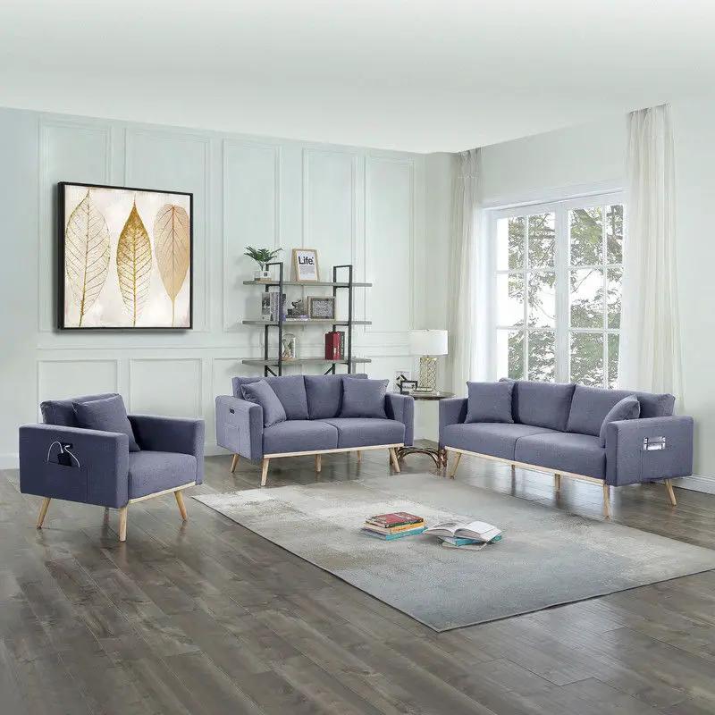 Easton - Fabric Living Room Set With USB Charging Ports Pockets And Pillows (Set of 2) by HouseOfZazla
