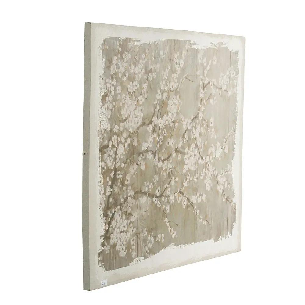 Large Cherry Blossom Canvas Art Print, Home Decor Accent Piece - Gray / White Matte by Unique Piece Furniture