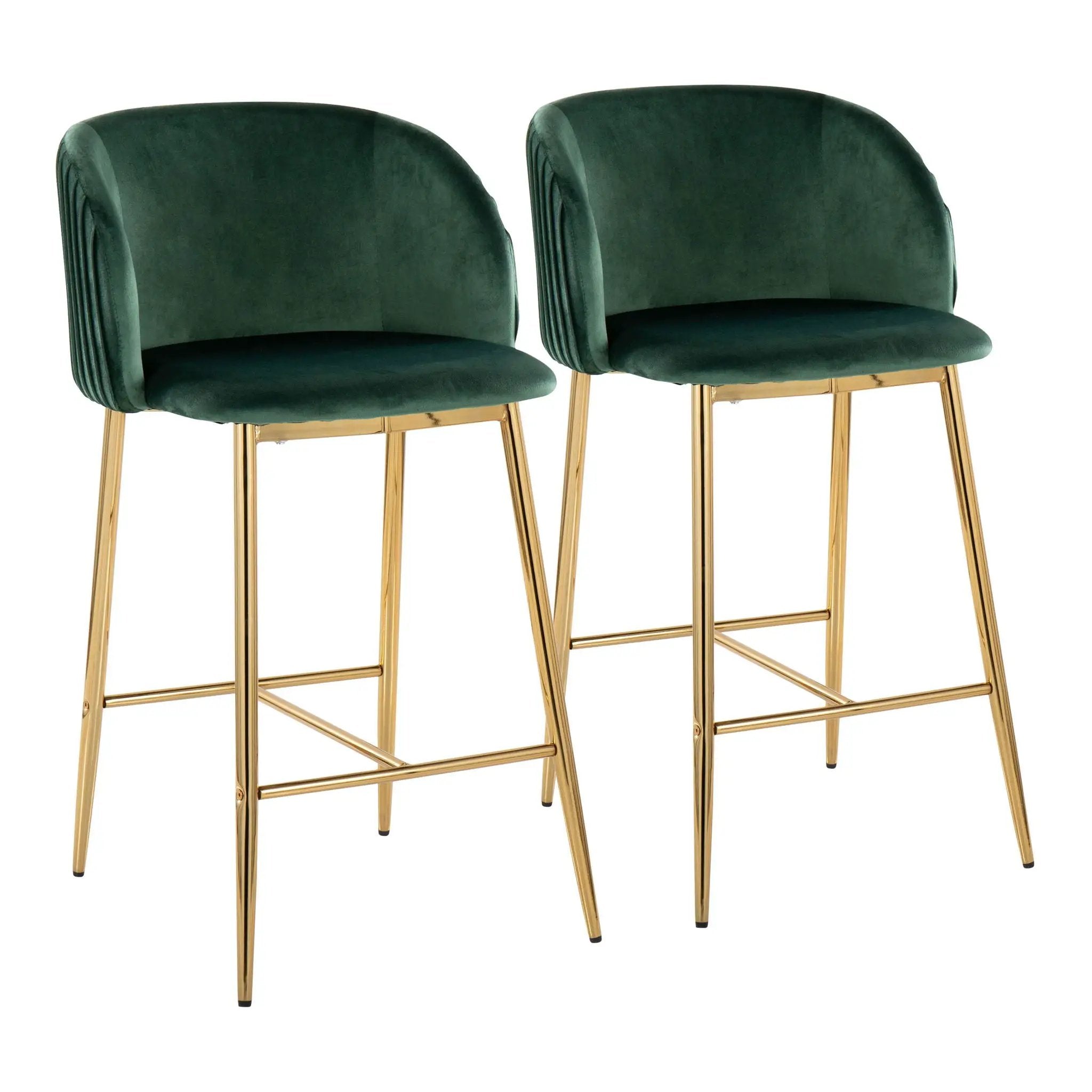 Fran - Pleated Contemporary / Glam Fixed Height Counter Stool (Set of 2) by HouseOfZazla