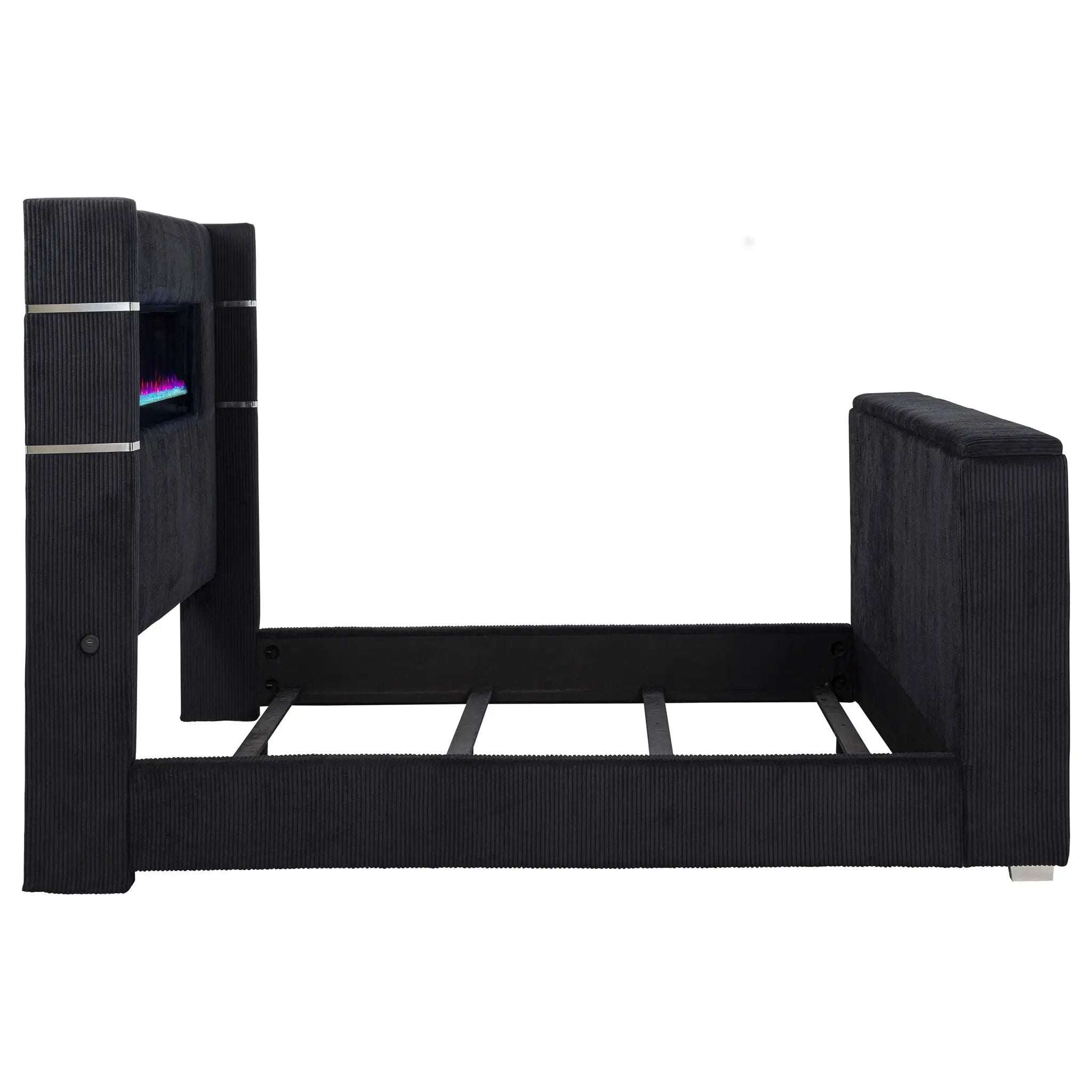 Tisdall California King Flame Visualizer TV Bed Black by Unique Piece Furniture