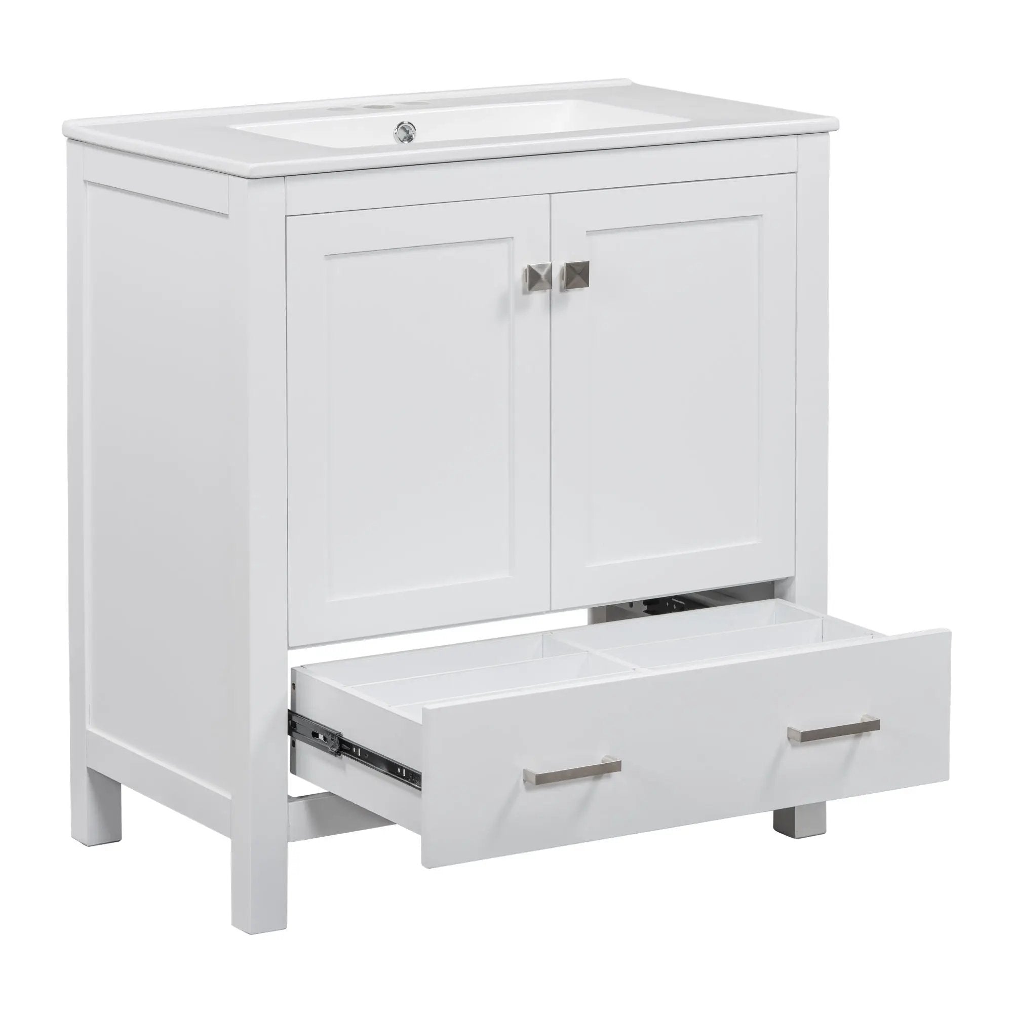 Bathroom Vanity With Single Sink, Combo Cabinet Undermount Sink, Bathroom Storage Cabinet With Two Doors And A Drawer, Soft Closing, Multifunctional Storage, Solid Wood Frame by HouseOfZazla