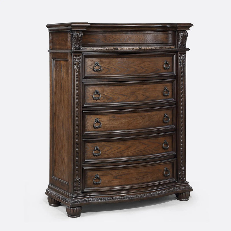 5 Drawer Tall Chest - Brown / Coffee by Unique Piece Furniture