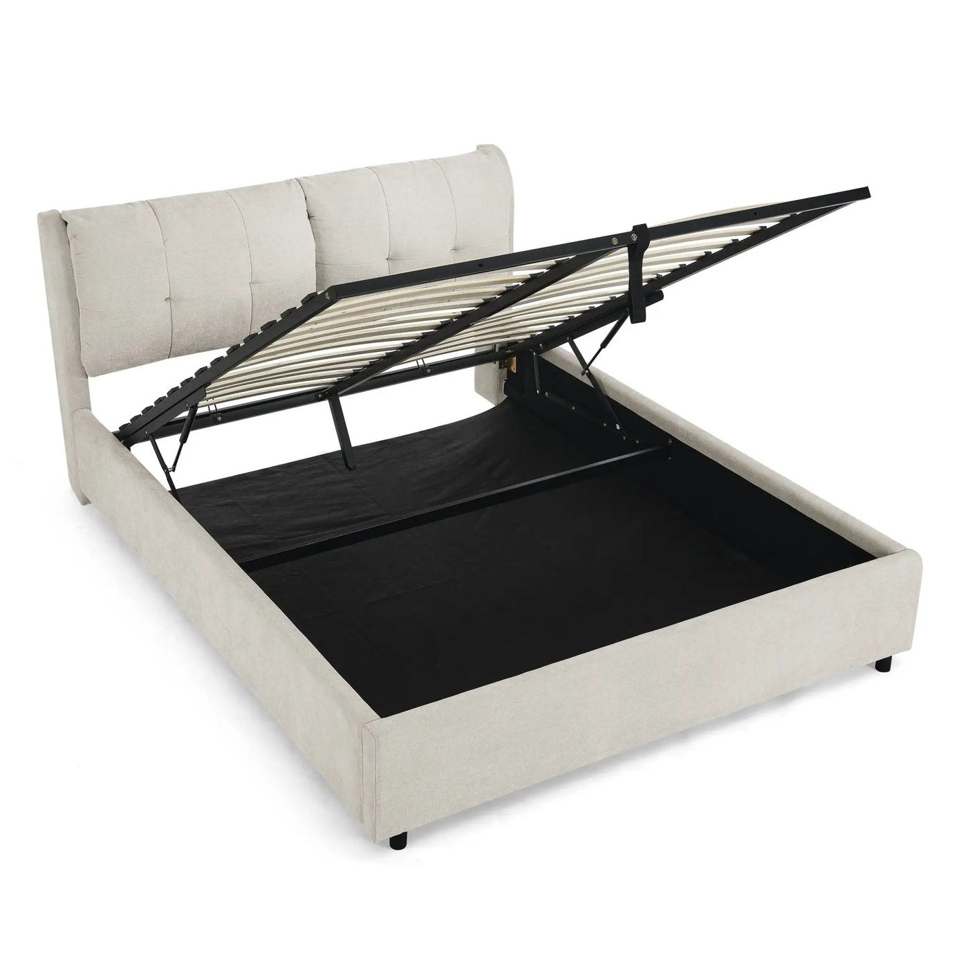 Storage Upholstered Hydraulic Platform Bed With Integrated Headboard by HouseOfZazla