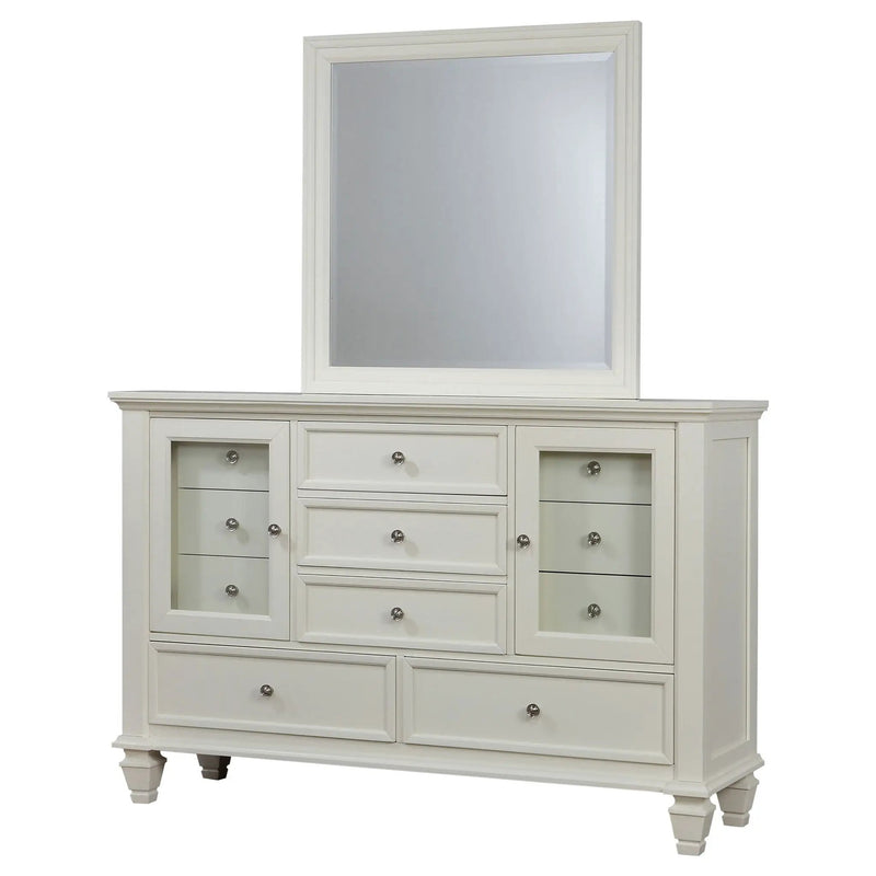 Sandy Beach 11-drawer Dresser with Mirror Cream White by Unique Piece Furniture