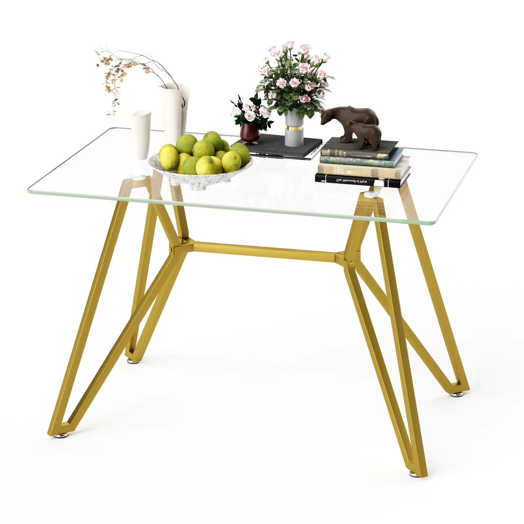 Modern Glass Dining Table With Metal Legs by Unique Piece Furniture