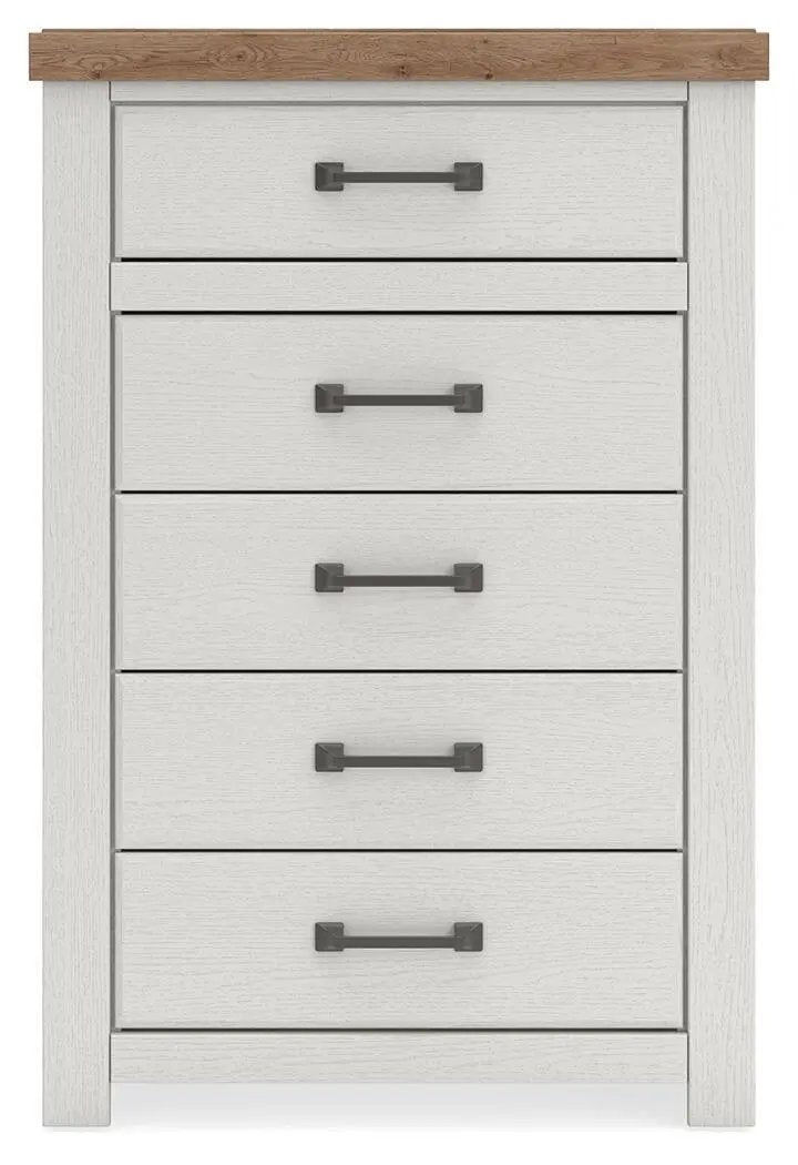 Savonport - Five Drawer Chest - White / Brown by Unique Piece Furniture